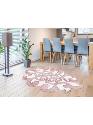 Dekoreko Figürlü Özel Kesim Yıkanabilir Kaymaz Taban Halı 102 Pudra 160 x 230 cm