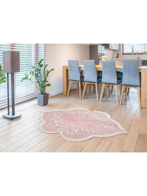 Dekoreko Figürlü Özel Kesim Yıkanabilir Kaymaz Taban Halı 103 Pudra 80 x 200 cm