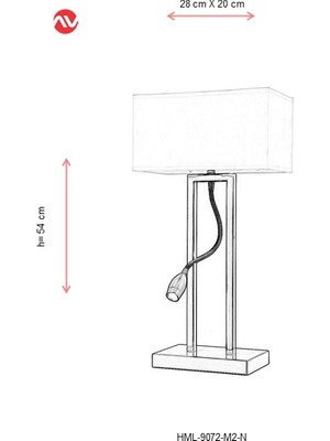 AVONNI HML-9072-M2-N Nikel Kaplama Masa Lambası E27 Metal 28x20cm