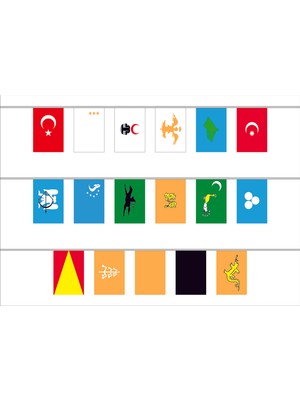 Bayrakal Eski Türk Devlet Bayrakları Dizili 15 x 225 cm