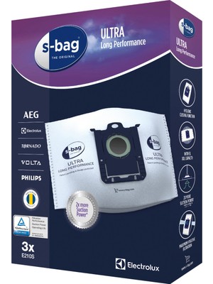Philips & Electrolux S-Bag Ultra Long Performance Toz Torbası 5 Litre 3 Adet Yüksek Filtreleme