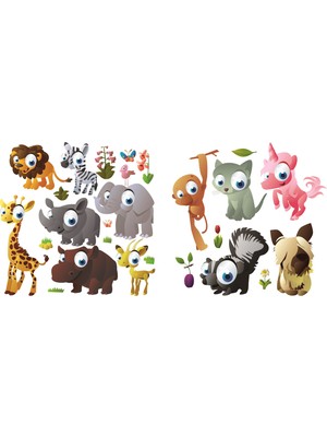 Sticker Master Sevimli Orman Hayvanları Duvar Çocuk Odası Sticker Oto Motor Pc Etiket