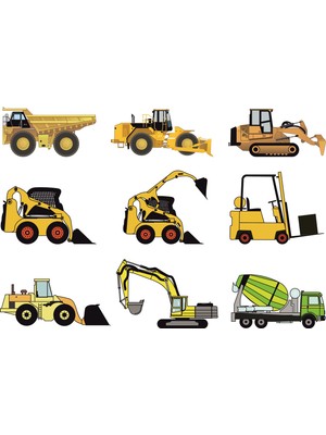Sticker Master İnşaat Makineleri Duvar Çocuk Odası Sticker Oto Motor Pc Etiket