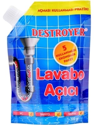 Destroyer Granül Lavabo Açıcı 300 Gram Pratik Kullanım İçin Özel Aktif Boncuklar
