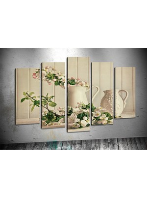 Tablocenter 5 Parçalı Çiçek Kanvas Tablo 60 x 100 cm
