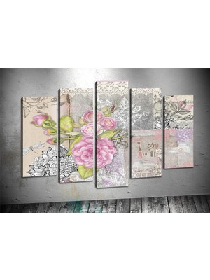 Tablocenter 5 Parçalı Çiçek Kanvas Tablo 60 x 100 cm