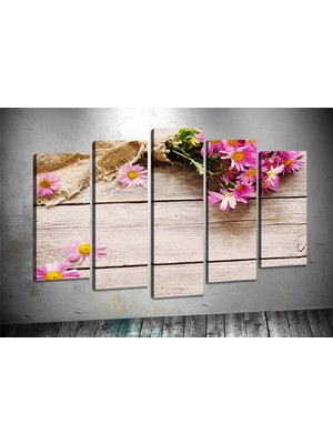 Tablocenter 5 Parçalı Çiçek Kanvas Tablo 60 x 100 cm