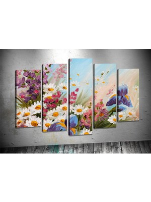 Tablocenter 5 Parçalı Çiçek Kanvas Tablo 60 x 100 cm