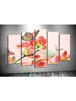 Tablocenter 5 Parçalı Çiçek Kanvas Tablo 60 x 100 cm