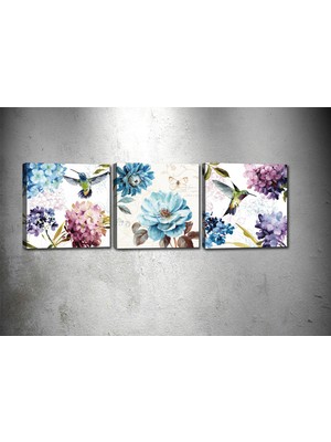 Tablocenter 3 Parçalı Çiçek Kanvas Tablo 30 x 90 cm