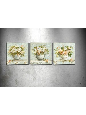 Tablocenter 3 Parçalı Çiçek Kanvas Tablo 30 x 90 cm