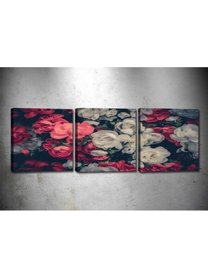 Tablocenter 3 Parçalı Çiçek Kanvas Tablo 30 x 90 cm