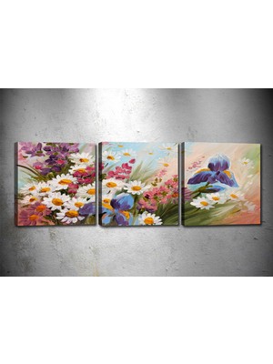 Tablocenter 3 Parçalı Çiçek Kanvas Tablo 30 x 90 cm