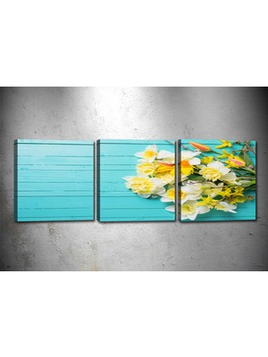 Tablocenter 3 Parçalı Çiçek Kanvas Tablo 30 x 90 cm