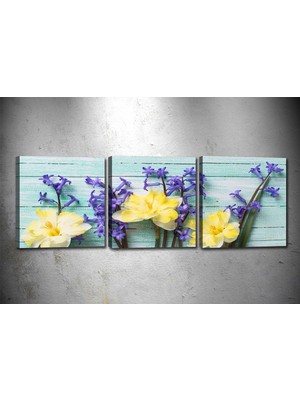 Tablocenter 3 Parçalı Çiçek Kanvas Tablo 30 x 90 cm