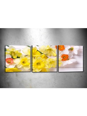 Tablocenter 3 Parçalı Çiçek Kanvas Tablo 30 x 90 cm