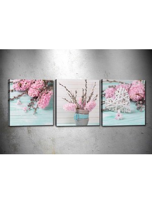 Tablocenter 3 Parçalı Çiçek Kanvas Tablo 30 x 90 cm