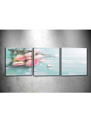 Tablocenter 3 Parçalı Çiçek Kanvas Tablo 30 x 90 cm