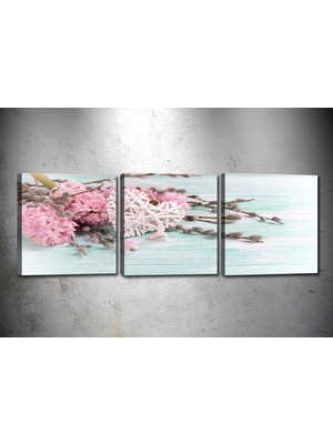 Tablocenter 3 Parçalı Çiçek Kanvas Tablo 30 x 90 cm
