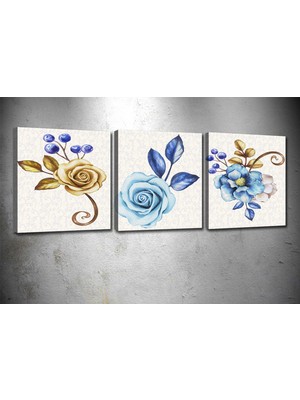 Tablocenter 3 Parçalı Çiçek Kanvas Tablo 30 x 90 cm