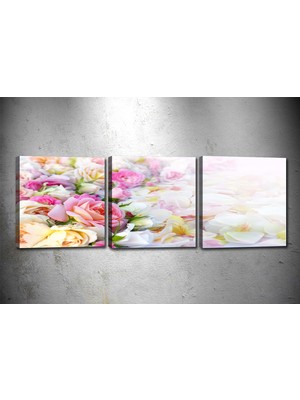 Tablocenter 3 Parçalı Çiçek Kanvas Tablo 30 x 90 cm