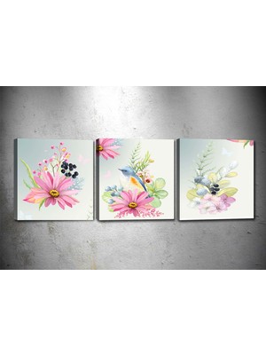 Tablocenter 3 Parçalı Çiçek Kanvas Tablo 30 x 90 cm