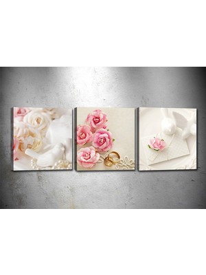 Tablocenter 3 Parçalı Çiçek Kanvas Tablo 30 x 90 cm