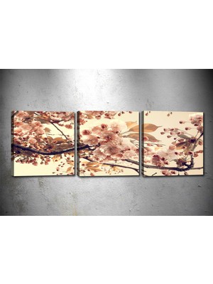 Tablocenter 3 Parçalı Çiçek Kanvas Tablo 30 x 90 cm