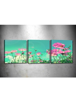 Tablocenter 3 Parçalı Çiçek Kanvas Tablo 30 x 90 cm