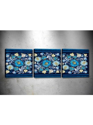 Tablocenter 3 Parçalı Çiçek Kanvas Tablo 30 x 90 cm