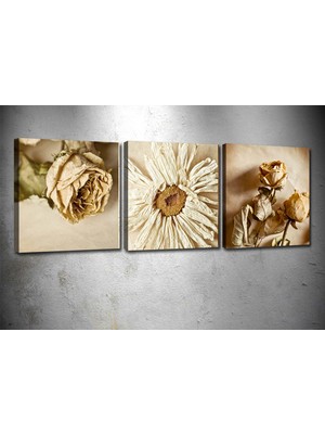 Tablocenter 3 Parçalı Çiçek Kanvas Tablo 30 x 90 cm