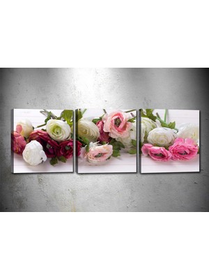 Tablocenter 3 Parçalı Çiçek Kanvas Tablo 30 x 90 cm
