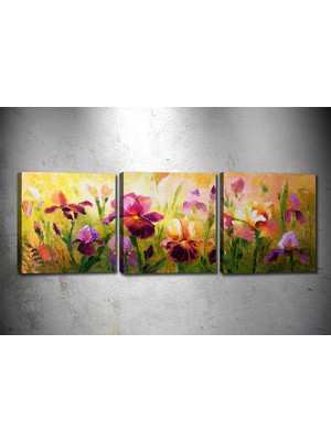 Tablocenter 3 Parçalı Çiçek Kanvas Tablo 30 x 90 cm