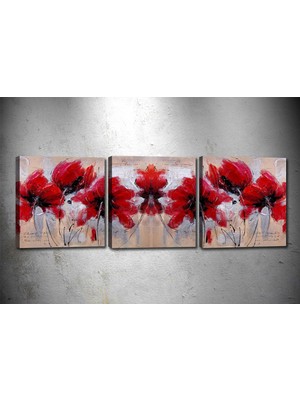Tablocenter 3 Parçalı Çiçek Kanvas Tablo 30 x 90 cm