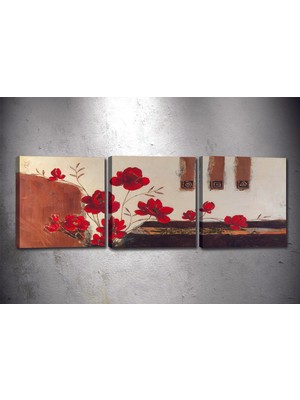 Tablocenter 3 Parçalı Çiçek Kanvas Tablo 30 x 90 cm