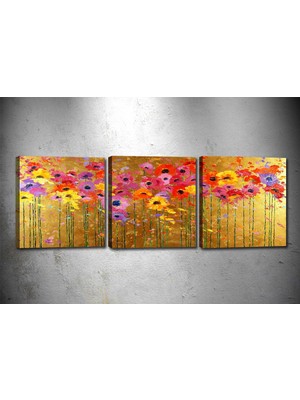 Tablocenter 3 Parçalı Çiçek Kanvas Tablo 30 x 90 cm