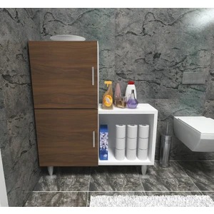 2 Kapaklı L Çok Amaçlı Banyo Dolabı Ceviz