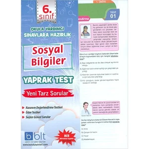 Bulut Eğitim ve Kültür Yayınları Eğitim 6. Sınıf Sosyal Bilgiler Çek Kopar Yaprak Test