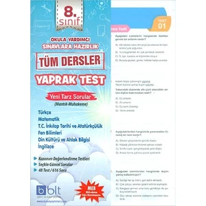 Bulut Eğitim ve Kültür Yayınları Eğitim 8. Sınıf Tüm Dersler Yaprak Test