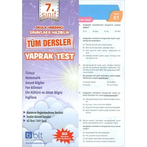 Bulut Eğitim ve Kültür Yayınları Eğitim 7. Sınıf Tüm Dersler Yaprak Test