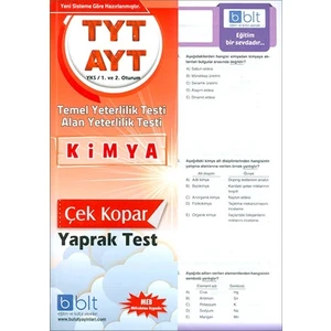 Bulut Eğitim ve Kültür Yayınları Eğitim TYT AYT Kimya Çek Kopar Yaprak Test