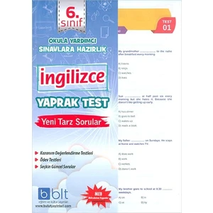 Bulut Eğitim ve Kültür Yayınları Eğitim 6. Sınıf İngilizce Çek Kopar Yaprak Test