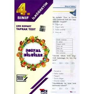 Açı Yayınları 4. Sınıf Sosyal Bilgiler Çek Kopart Yaprak Test
