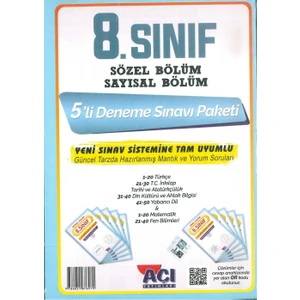 Açı Yayınları 8. Sınıf 5Lı Paket Deneme Sınavı Sayısal Sözel