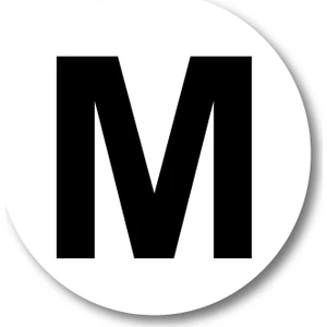 M Harfi Sticker Etiket 5 x 5 cm