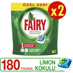 Hepsi Bir Arada Bulaşık Makinesi Deterjanı Kapsülü Limon Kokulu Özel Seri 90 x 2 Yıkama