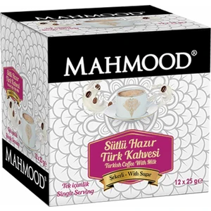 Mahmood Coffee Sütlü Şekerli Hazır Türk Kahvesi 12 Adet X 25 gr