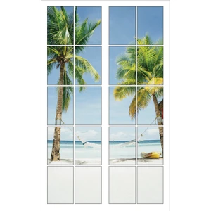Pencere Palmiye Ağacı Sahil Kumsal Tatil Hamak Duvar Sticker