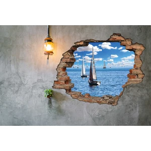 Kırık Tuğla Kayık Sal Deniz Duvar Sticker