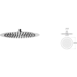 Slim 304 Paslanmaz Metal Tepe Duş Başlığı - Mtd05